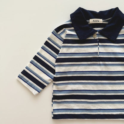 Baby/Toddler Aosta F25 Multi Striped Collar Long Sleeve Top (3m-5y)- 2 Colors - AT NOON STORE