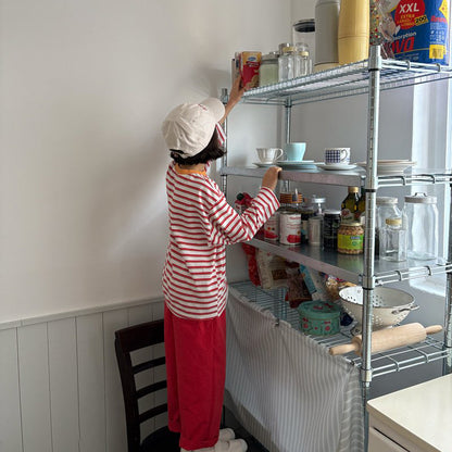 Toddler SP26 Multi Stripe Long Sleeve Loose Fit Top  (1-6y) - Red - AT NOON STORE