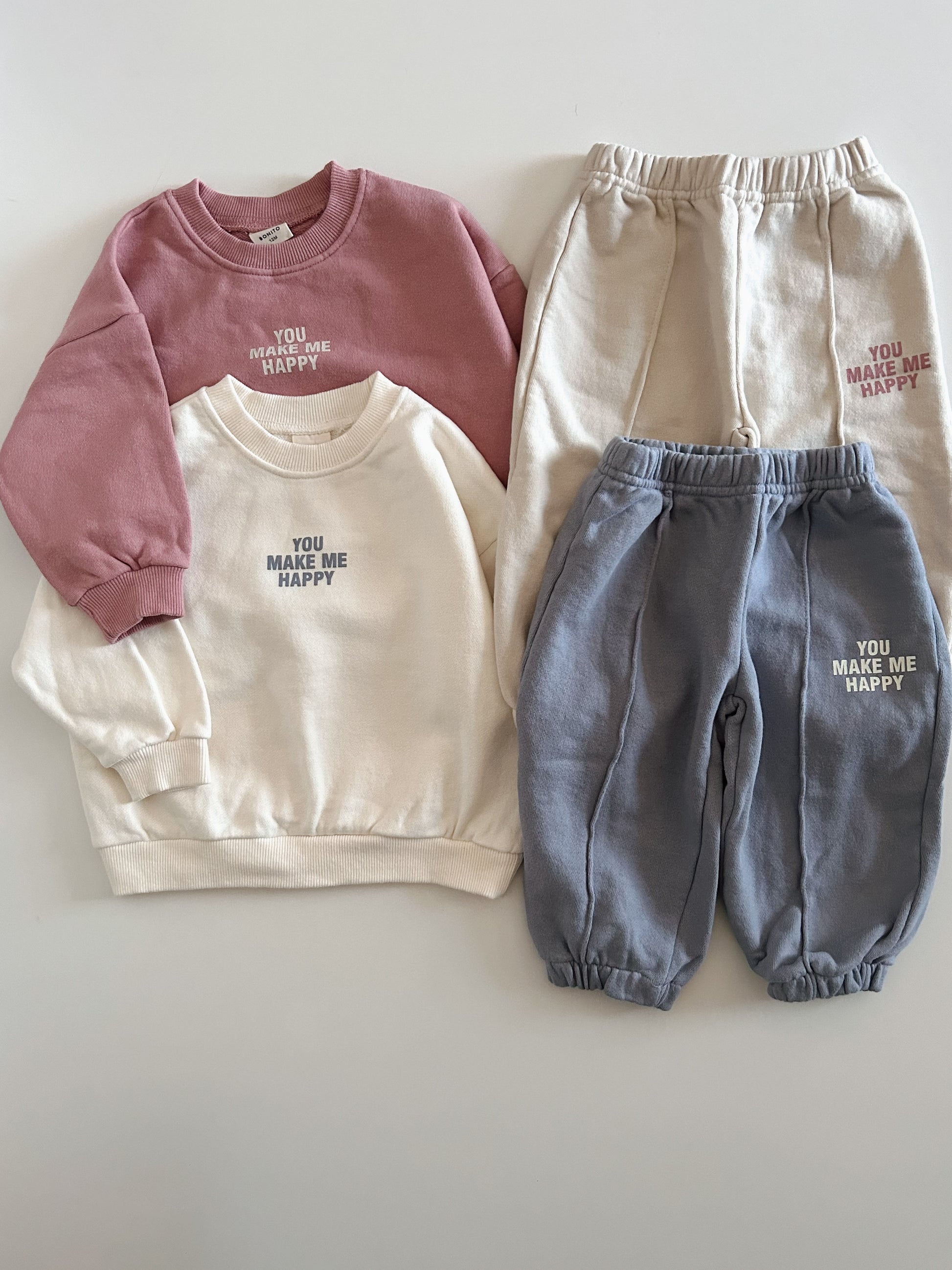 Toddler 'YOU MAKE ME HAPPY' Sweatshirt and Jogger Pants Set (6m-6y) - 2 Colors - AT NOON STORE