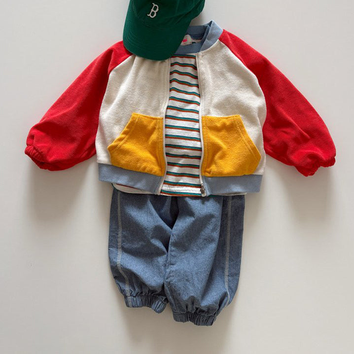 Toddler SP26 Multi Stripe Long Sleeve Loose Fit Top  (1-6y) - Blue - AT NOON STORE