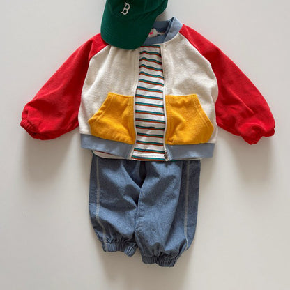 Toddler SP26 Multi Stripe Long Sleeve Loose Fit Top  (1-6y) - Blue - AT NOON STORE