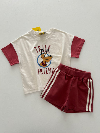Toddle Disney Friends Contrast Short Sleeve Top and Shorts Set (2-7y) - 4 Colors - AT NOON STORE