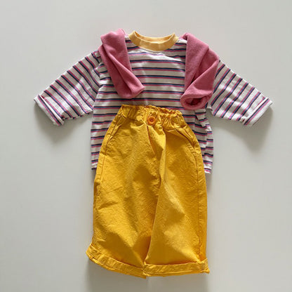 Toddler SP26 Multi Stripe Long Sleeve Loose Fit Top  (1-6y) - Pink - AT NOON STORE