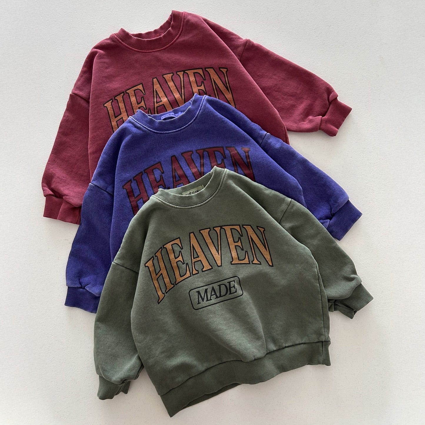 Kids Adult 'Heaven Made' Garment Dyed Long Sleeve Sweatshirt (1-7y, Adult) - 3 Colors