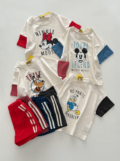 Toddle Disney Friends Contrast Short Sleeve Top and Shorts Set (2-7y) - 4 Colors - AT NOON STORE