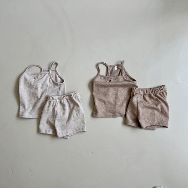 Baby Button Cami Tank Top and Shorts Set (1-5y)- 2 Colors
