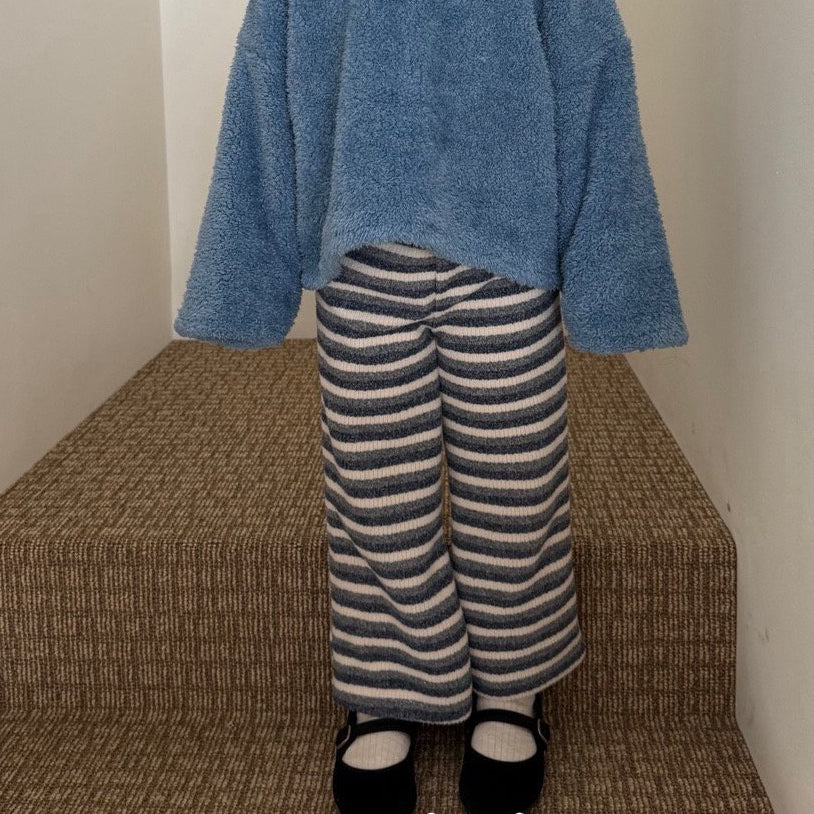 Kids W25 Stripe Rib Knit Wide Pants (1-6y) - 2 Colors