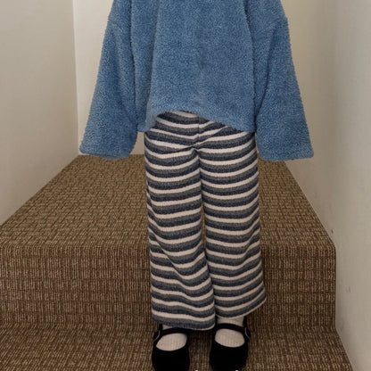 Kids W25 Stripe Rib Knit Wide Pants (1-6y) - 2 Colors