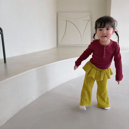 Baby/Toddler Bella F26 Button Front Ribbed Long Sleeve Top (1-6y) - 3 Colors