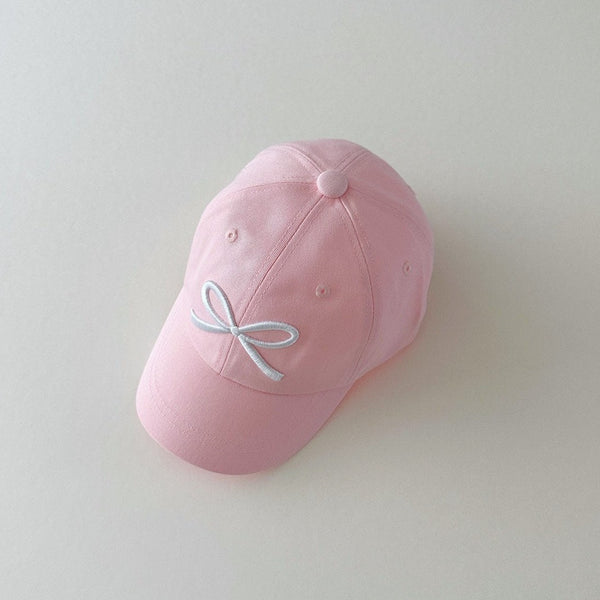Bow Embroidery Ball Cap (2-5y) -Pink