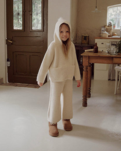 Kids W25 Knit Hooded Jacket and Flare Pants Set (3-8y) - 2 Colors