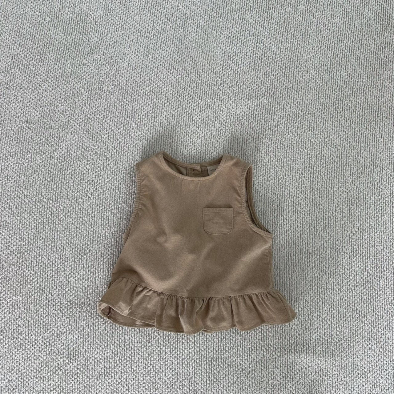 Baby Toddler Bella Sleeveless Peplum Top and Pull-on Pants Set (6m-6y) - Beige - AT NOON STORE