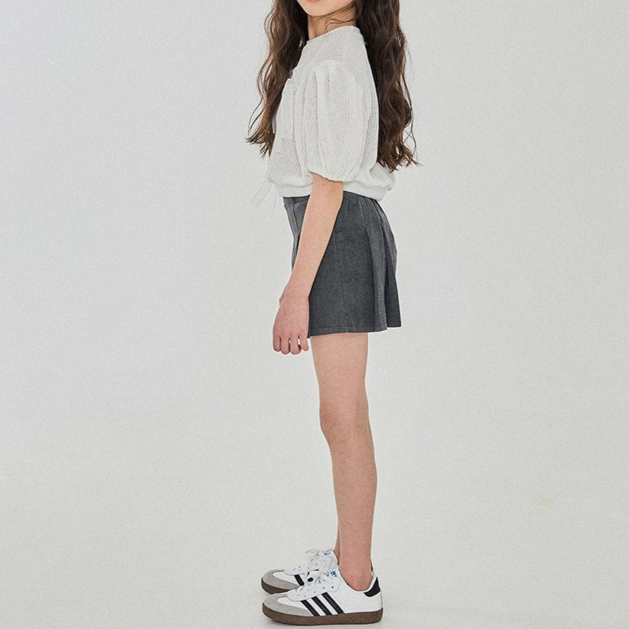 Girls Bow Detail Short Sleeve Summer Knit Top (3-6y) - Ivory - AT NOON STORE