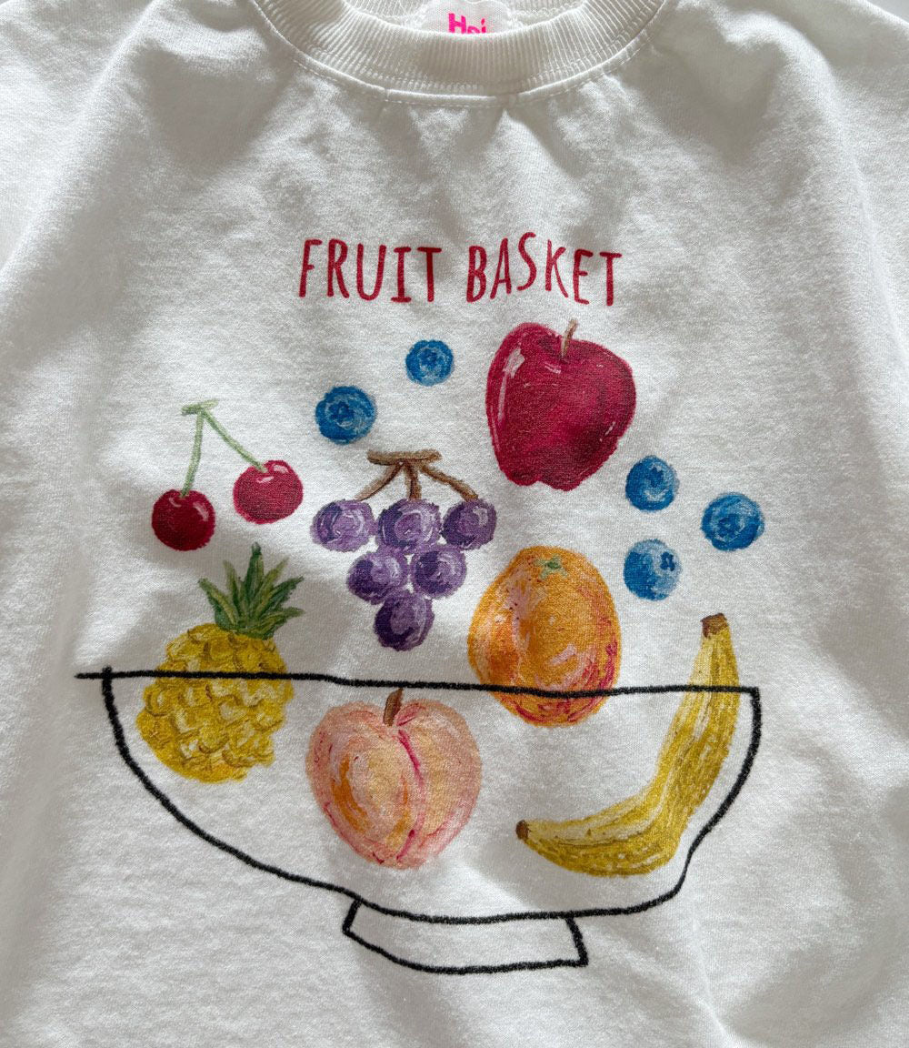 Toddler F26 FRUIT BASKET Long Sleeve Longline Top (1-6y) - Ivory