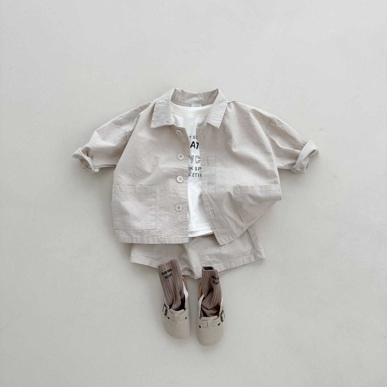 Kids Shirt and Shorts Set (2-6y) - Beige