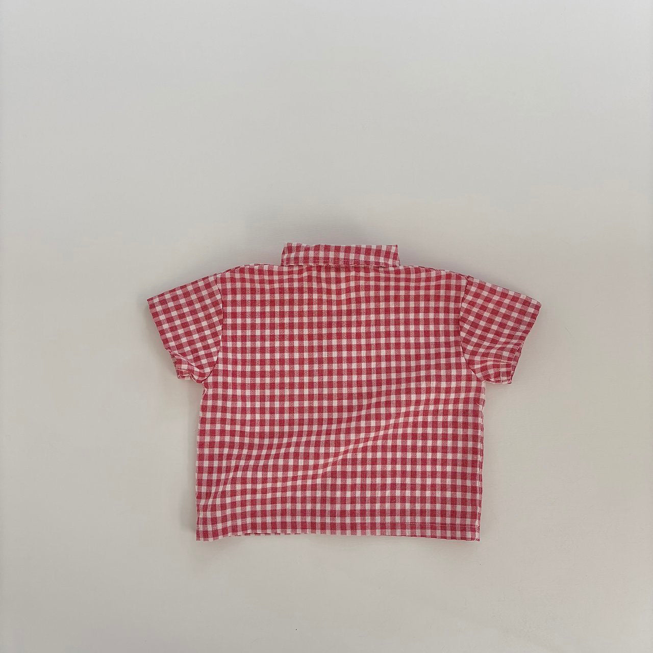 Toddler Land SS26 Peter Pan Collar Plaid Short Sleeve Shirt (1-6y) - Red - AT NOON STORE