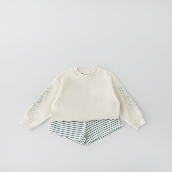 Toddler Bunny Print Sweatshirt and Stripe Shorts Set (1-7y) - 2 Colors