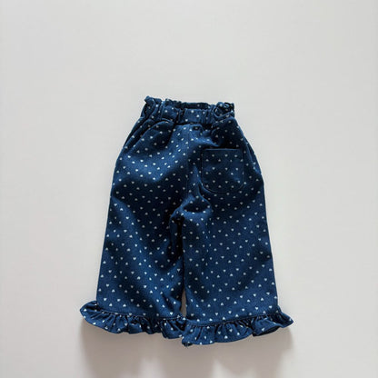 Toddler F26 Heart Ruffle Hem Pants  (1-6y) - Blue