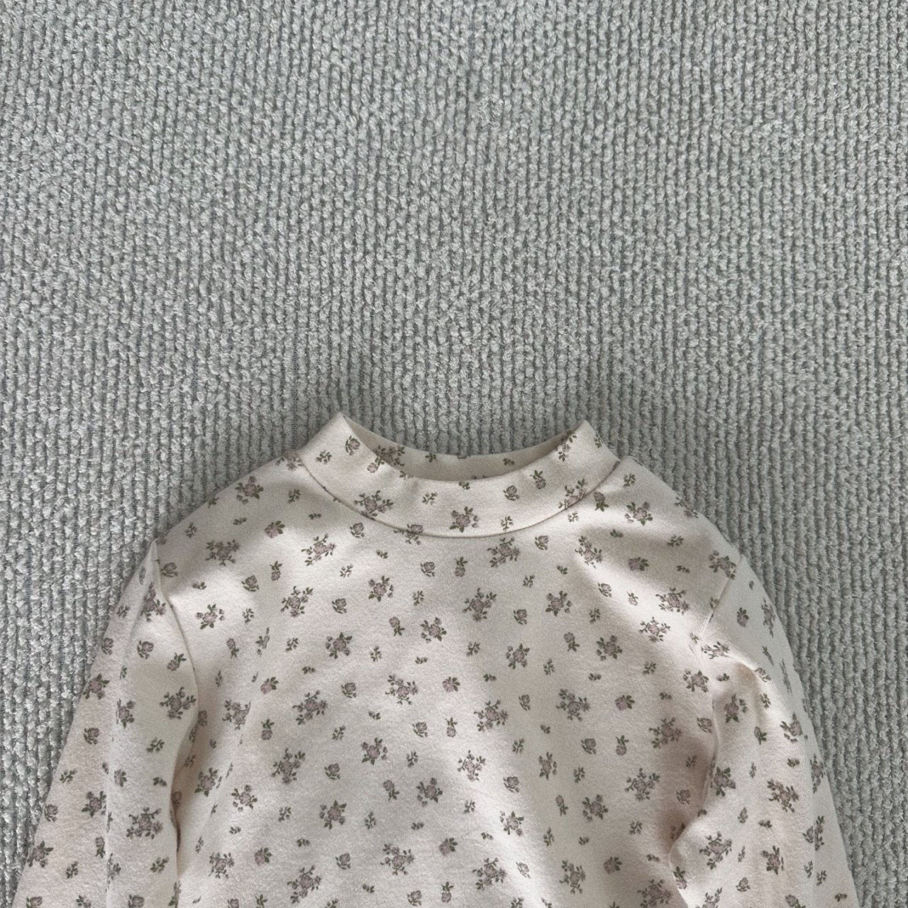 Baby Toddler F24 Floral Print Long Sleeve Mock-neck Top (6m-6y) - Cream floral - AT NOON STORE