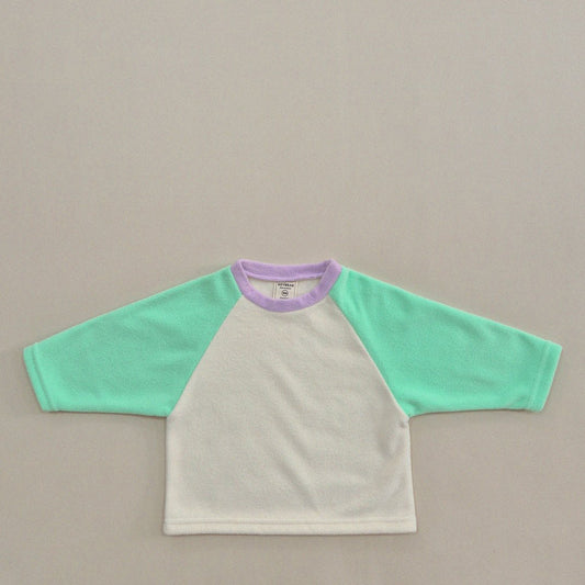 Kids Soy W24 Warm Fleece Colorblock Raglan Long Sleeve Top (1-6y) - Mint