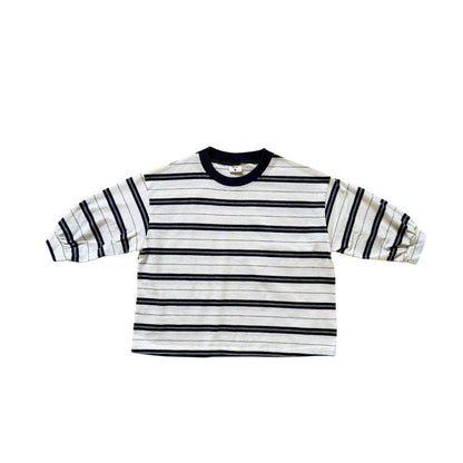 Kids SP26 Crew Neck Stripe Loose Fit Long Sleeve Top (2-7y) - 2 Colors