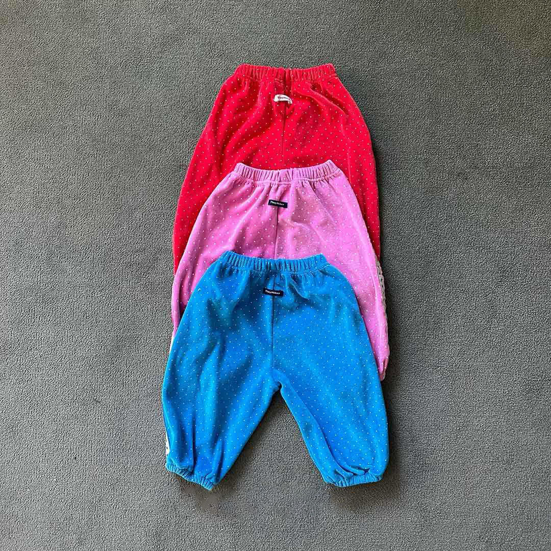 Toddler W26 Side Tape Polka Dot Velour Jogger Pants  (2-6y) - 3 Colors