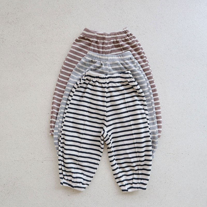 Toddler Stripe Waffle Pin-Tuck Jogger Pants (15m-7y) -2 Colors - AT NOON STORE