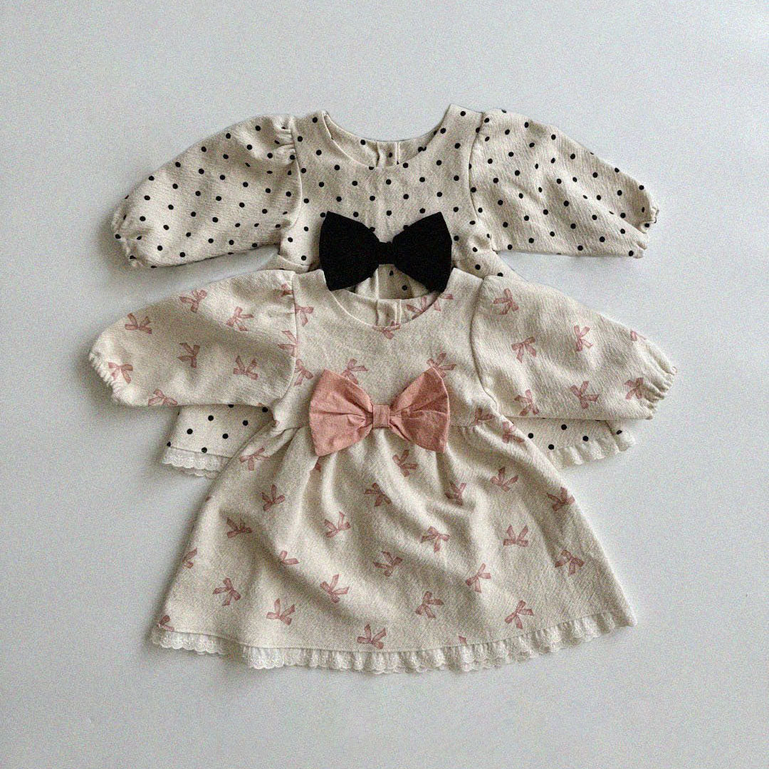 Baby Toddler Aosta F24 Front Big Bow Dress (3m-5y) - 2 Colors