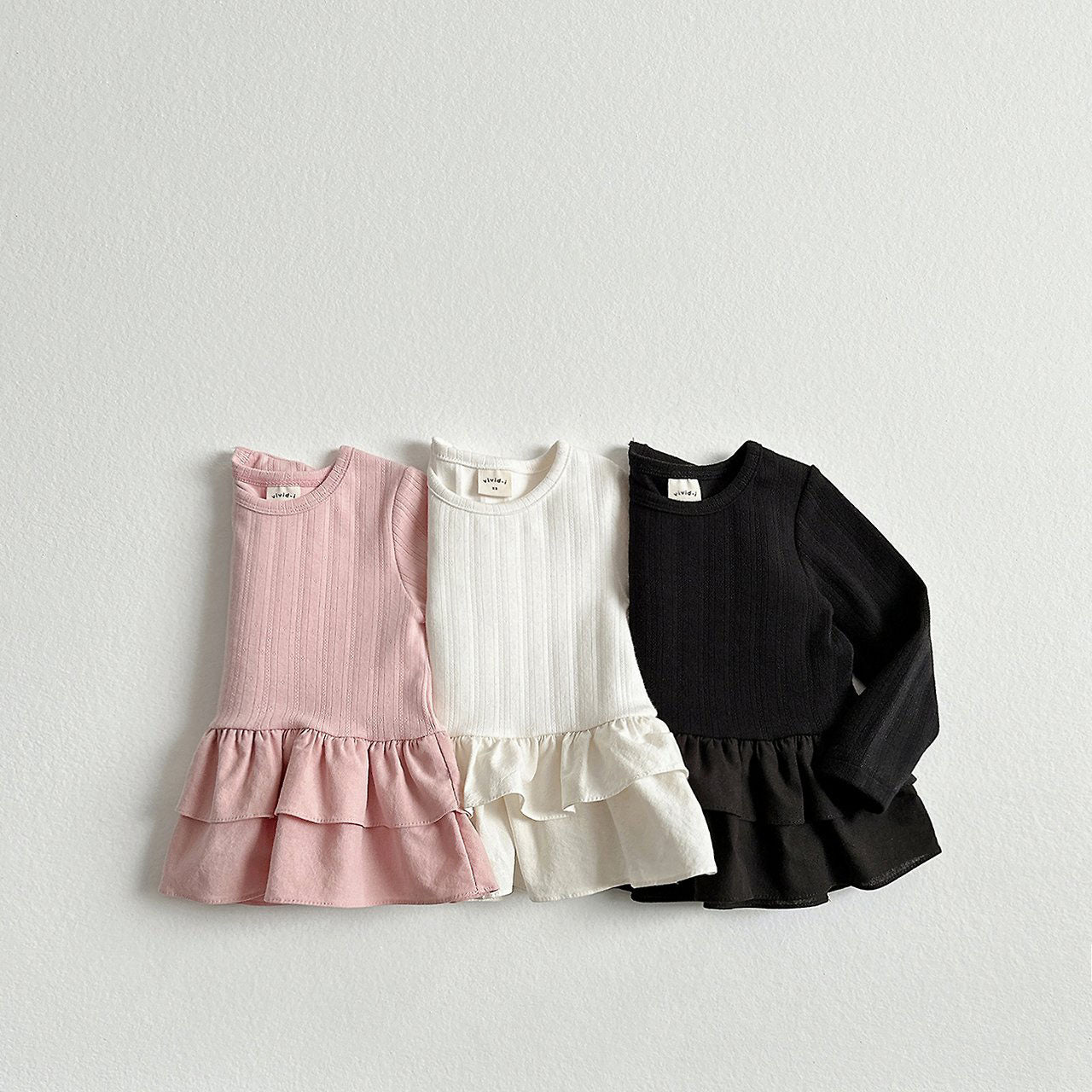 Toddler F26 Ribbed Long Sleeve Flare Layer Top (2-8y) - 3 Colors