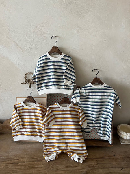 Baby Stripe Long Sleeve Jumpsuit (0-24m) - 2 Colors