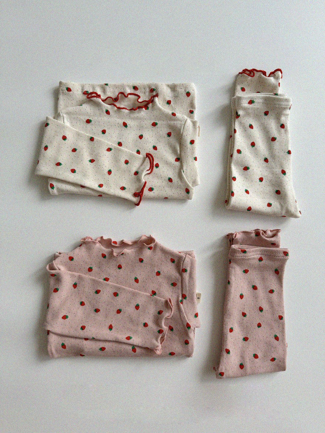 Baby Toddler Aosta F24 Lettuce-edge Strawberry Pajama Set (3m-5y) - 2 Colors