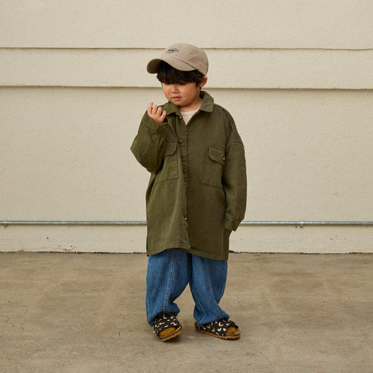 Toddler F25 Twill Cotton Military Jacket (2-8y) - Olive - AT NOON STORE