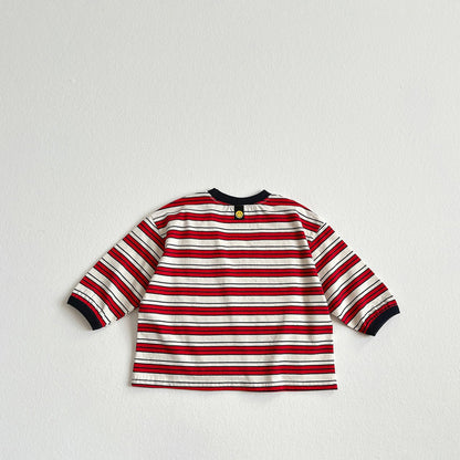Toddler SP26 Multi Stripe Long Sleeve Top (1-6y) - Red - AT NOON STORE