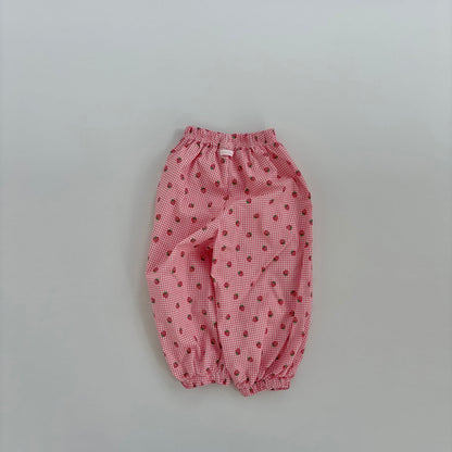 Toddler Land SS26 Strawberry Gingham Jogger Pants (1-6y) -  Red - AT NOON STORE