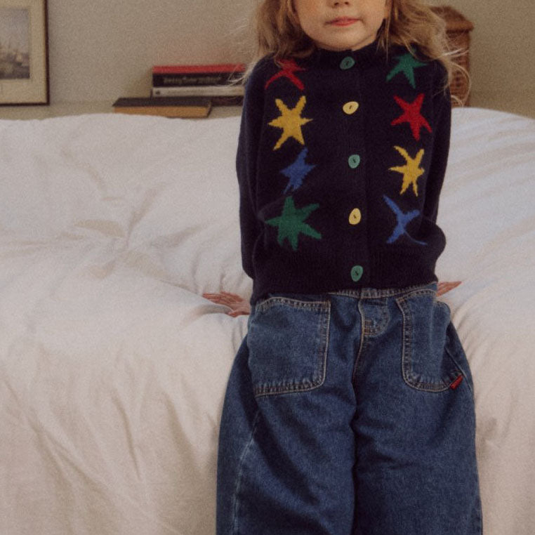 Kids F25 Star Knit Cardigan (3-7y) - Navy
