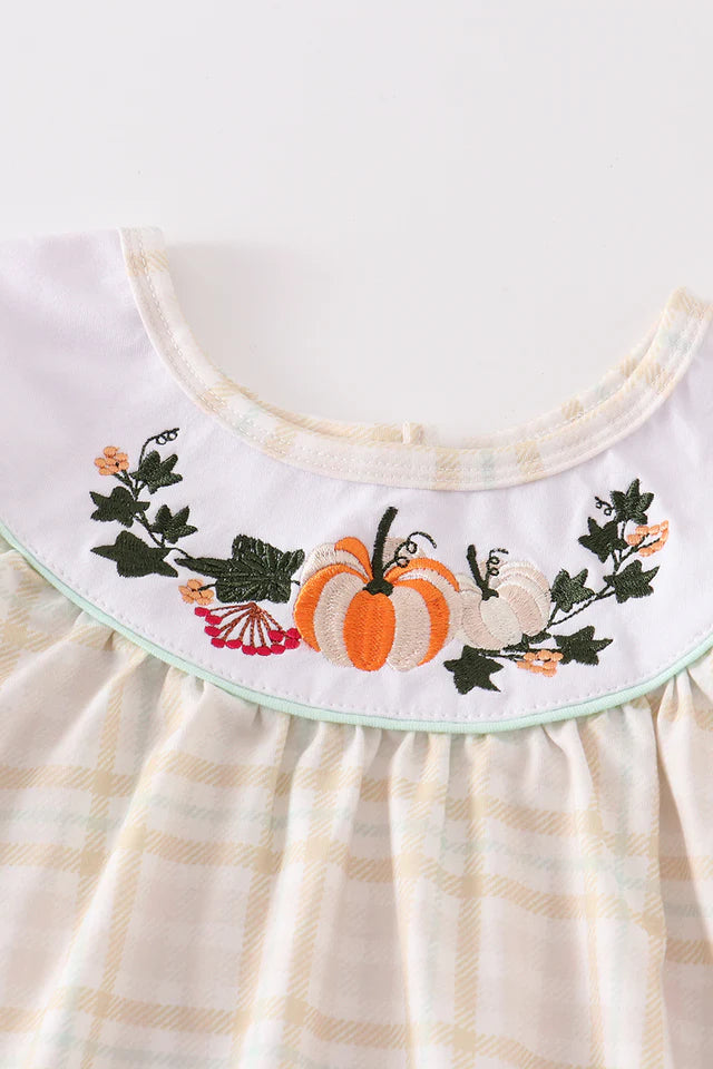 Yellow Pumpkin Yoke Embroidery Dress (6m-5y)- Yellow - AT NOON STORE