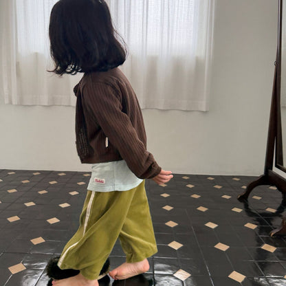 Kids F26 Side Tape Velour Pull-On Pants (2-8y) - 2 Colors