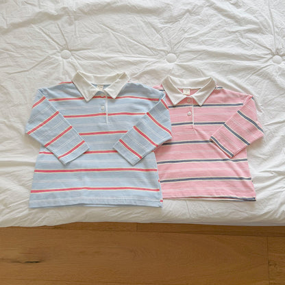 Toddler F26 Stripe Collared Long Sleeve Top (2-9y) - 2 Colors
