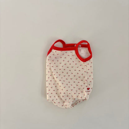 Baby Land SS26 Cherry All-Over Pointelle Sleeveless Bodysuit (4m-18m) - 2 Colors - AT NOON STORE