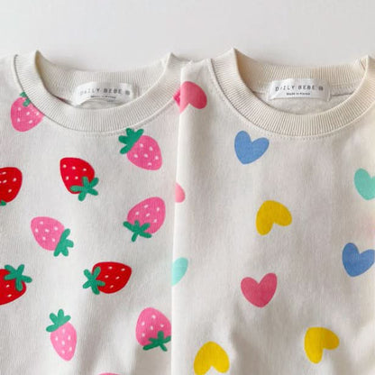 Kids S25 Strawberry/Heart Print Sweatshirt (1-11y) - 2 Colors - AT NOON STORE