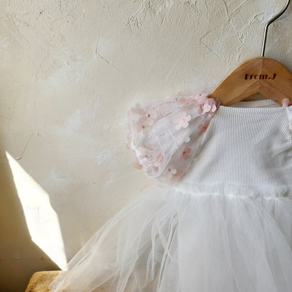 Baby 3D Daisy Puff Sleeve Tutu Dress Romper (3-18m) - 2 Colors