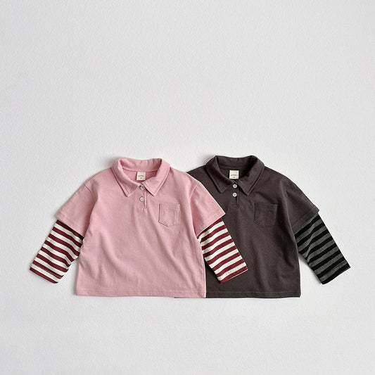 Toddler F26 Collared Layered Long Sleeve Top (2-8y) - 2 Colors