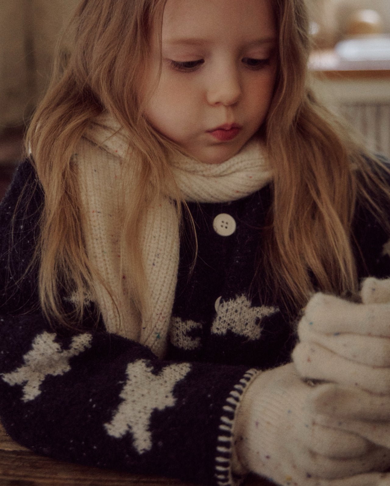 Kids W25 White Star Cadigan(3-8y) - Navy