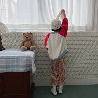 Toddler SP26 Terry Cloth Colorblock Raglan Jacket (1-6y) - Red - AT NOON STORE