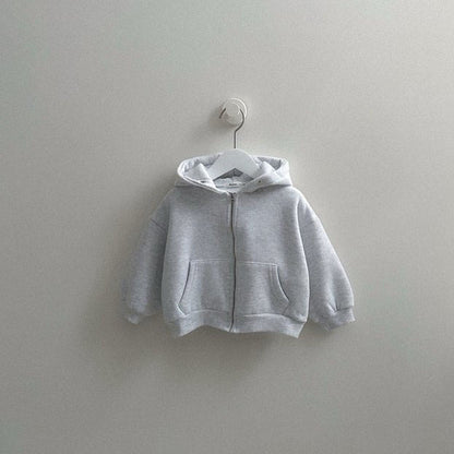 Toddler FW26 Snap Button Zip-Up Hoodie (2-9y) - Light Heather Gray