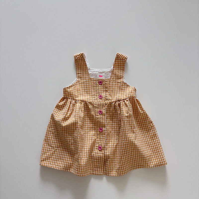 Toddler SP26 Gingham Front Button Sleeveless Dress (1-6y) - 2 Colors - AT NOON STORE