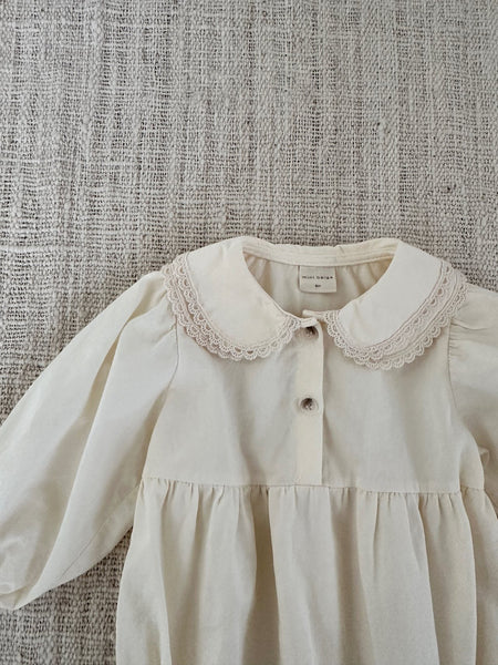 Baby Lace Collar Long Sleeve Romper (3-18m) - Cream