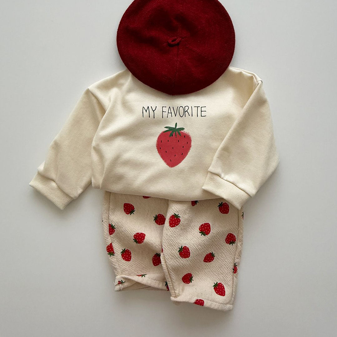 Baby/Toddler Aosta F25 Strawberry Long Sleeve Sweatshirt (3m-5y) - Ivory - AT NOON STORE
