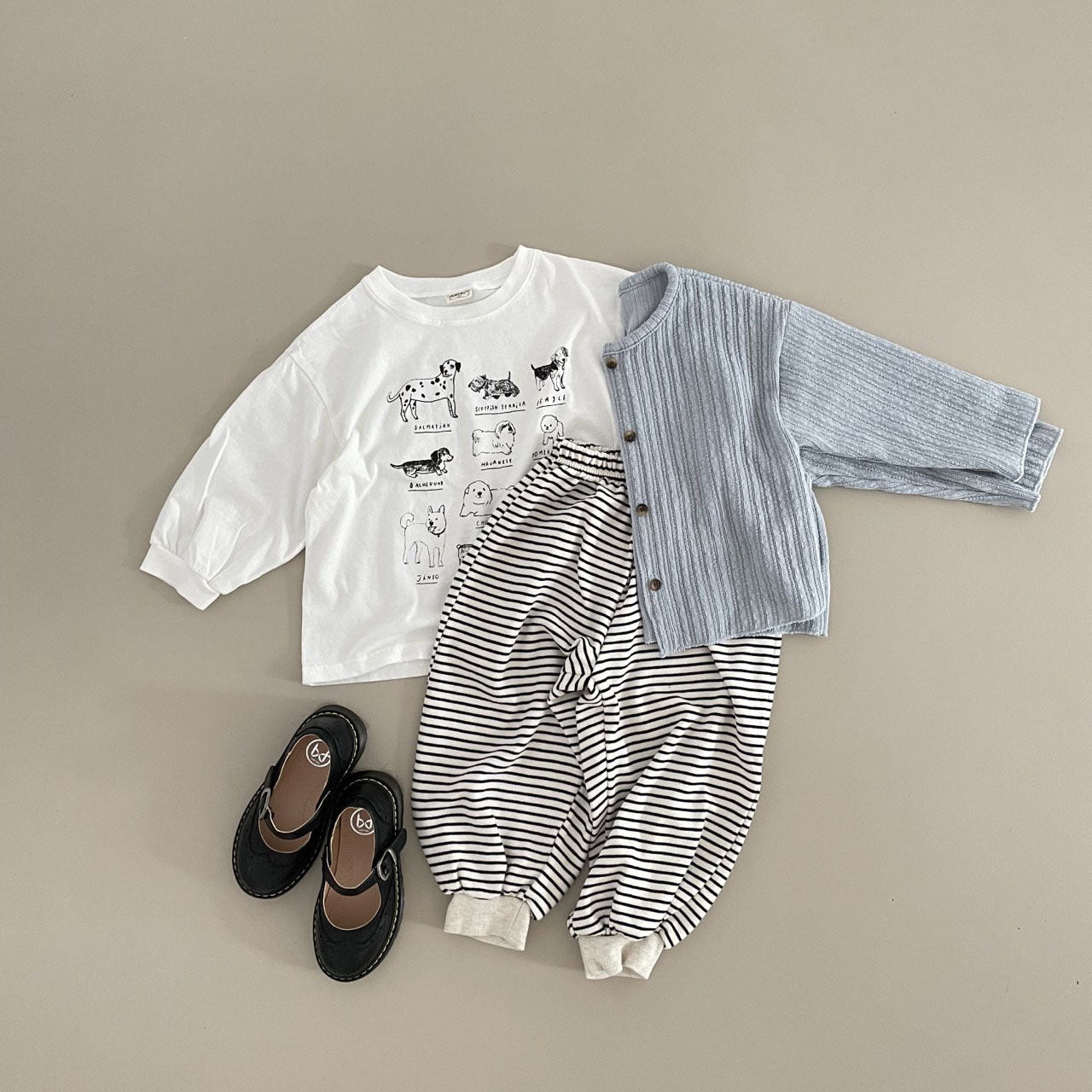 Toddler F25 Puppies Print Long Sleeve Top (1-7y) - Ivory - AT NOON STORE