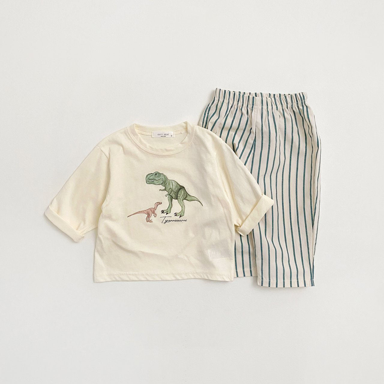 Toddler Dinosaur Sweatshirt and Stripe Pull-on Pants Set (1-7y) - 4 Colors - AT NOON STORE